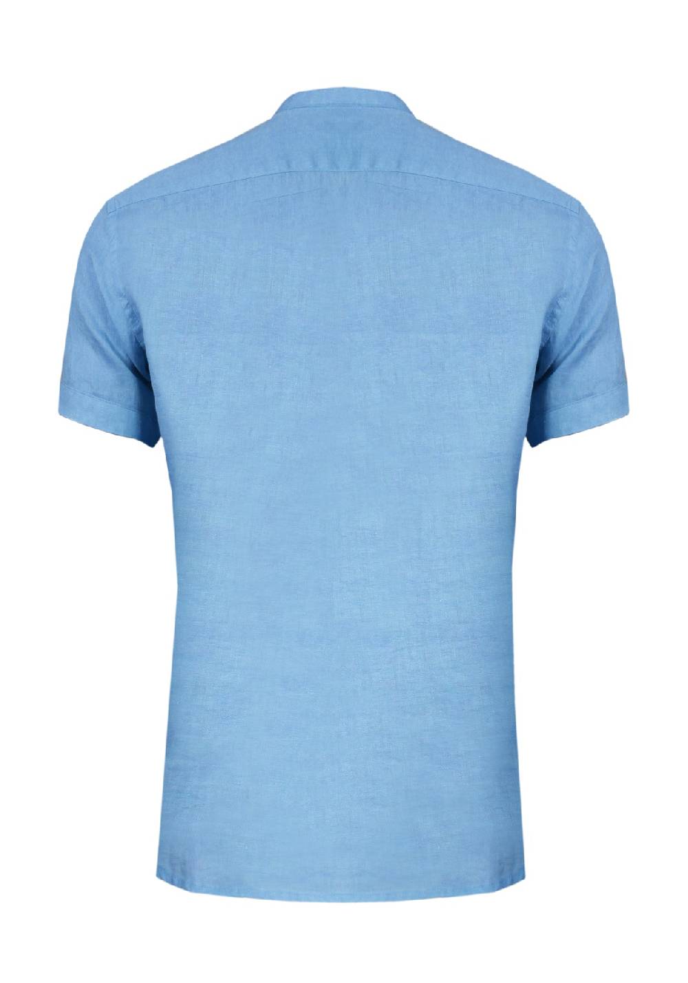 Primo Emporio Camicia Di Lino Coreana Mezza Manica - Turchese