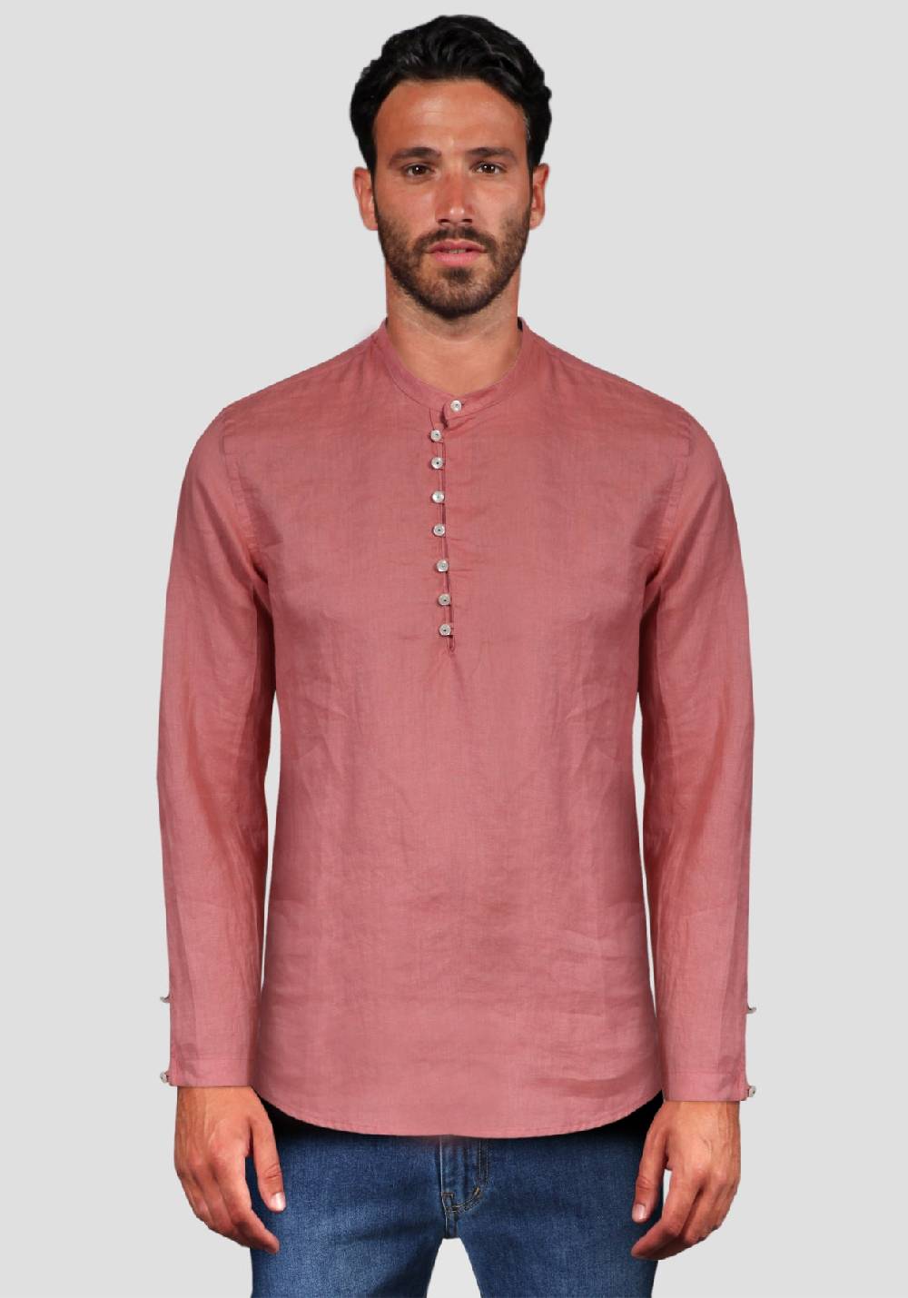 Primo Emporio Camicia Di Lino Manica Lunga Con Bottoni In Madreperla