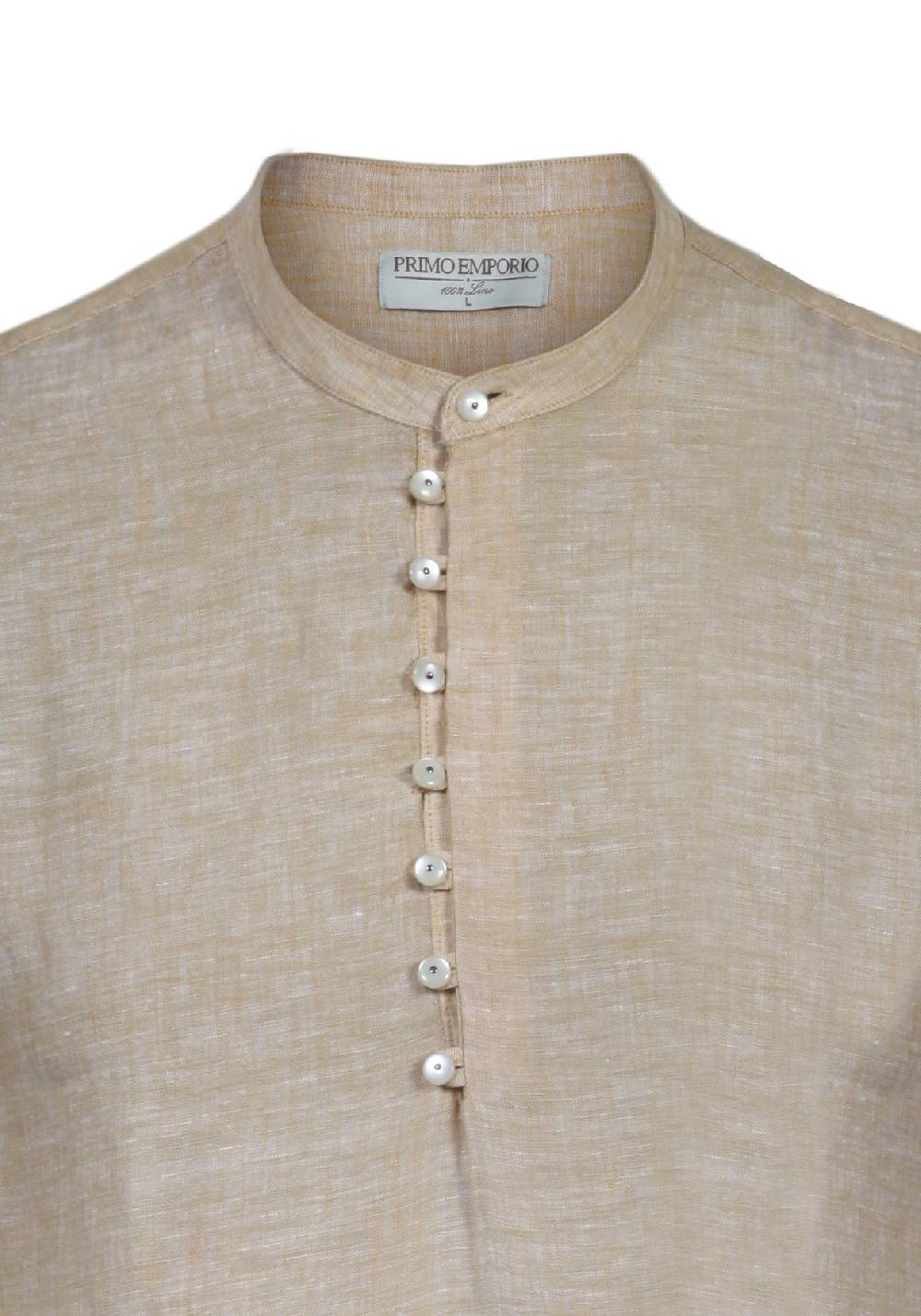 Primo Emporio Camicia Di Lino Manica Lunga Con Bottoni In Madreperla