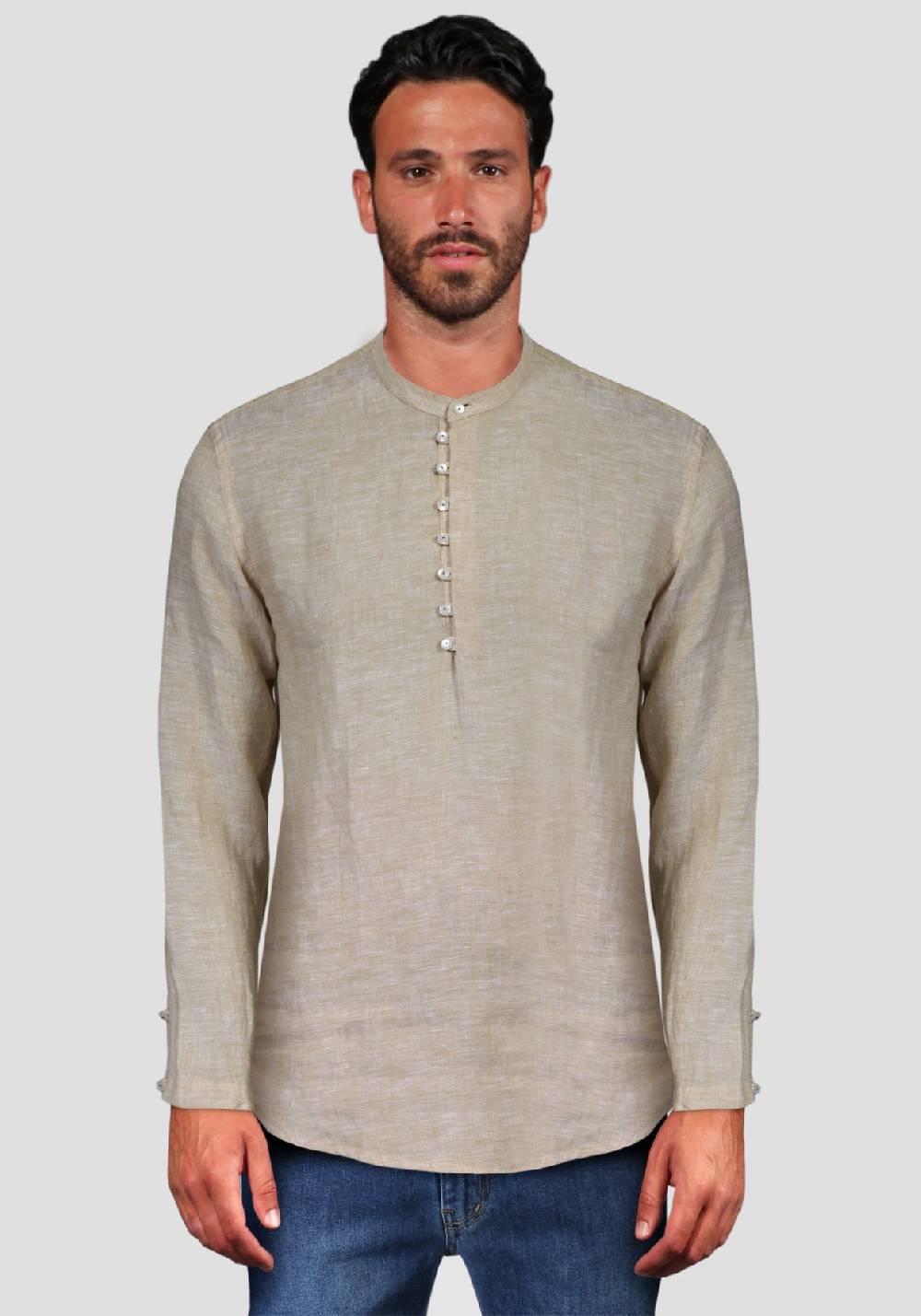 Primo Emporio Camicia di Lino manica lunga con bottoni in madreperla