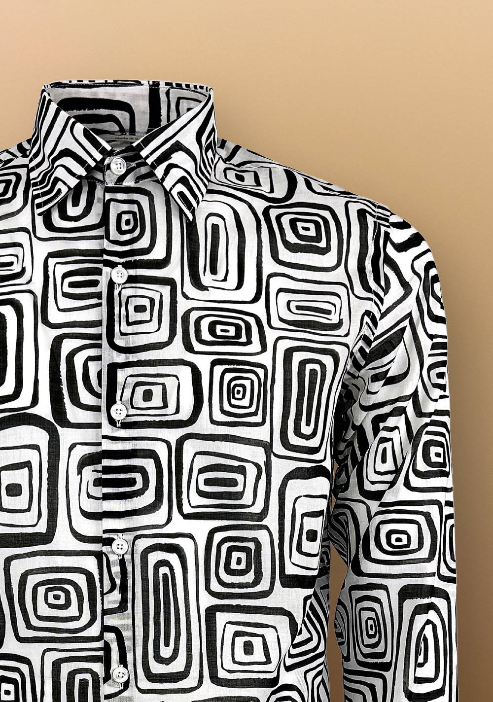 Primo Emporio Camicia in Mussola di cotone con stampa Nero&Bianco