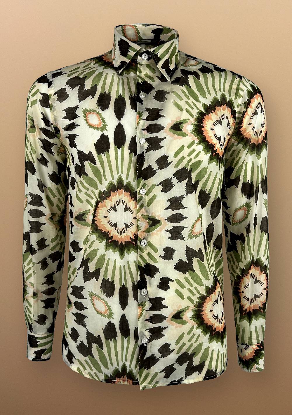 Primo Emporio Camicia In Mussola Di Cotone Con Stampa Verde