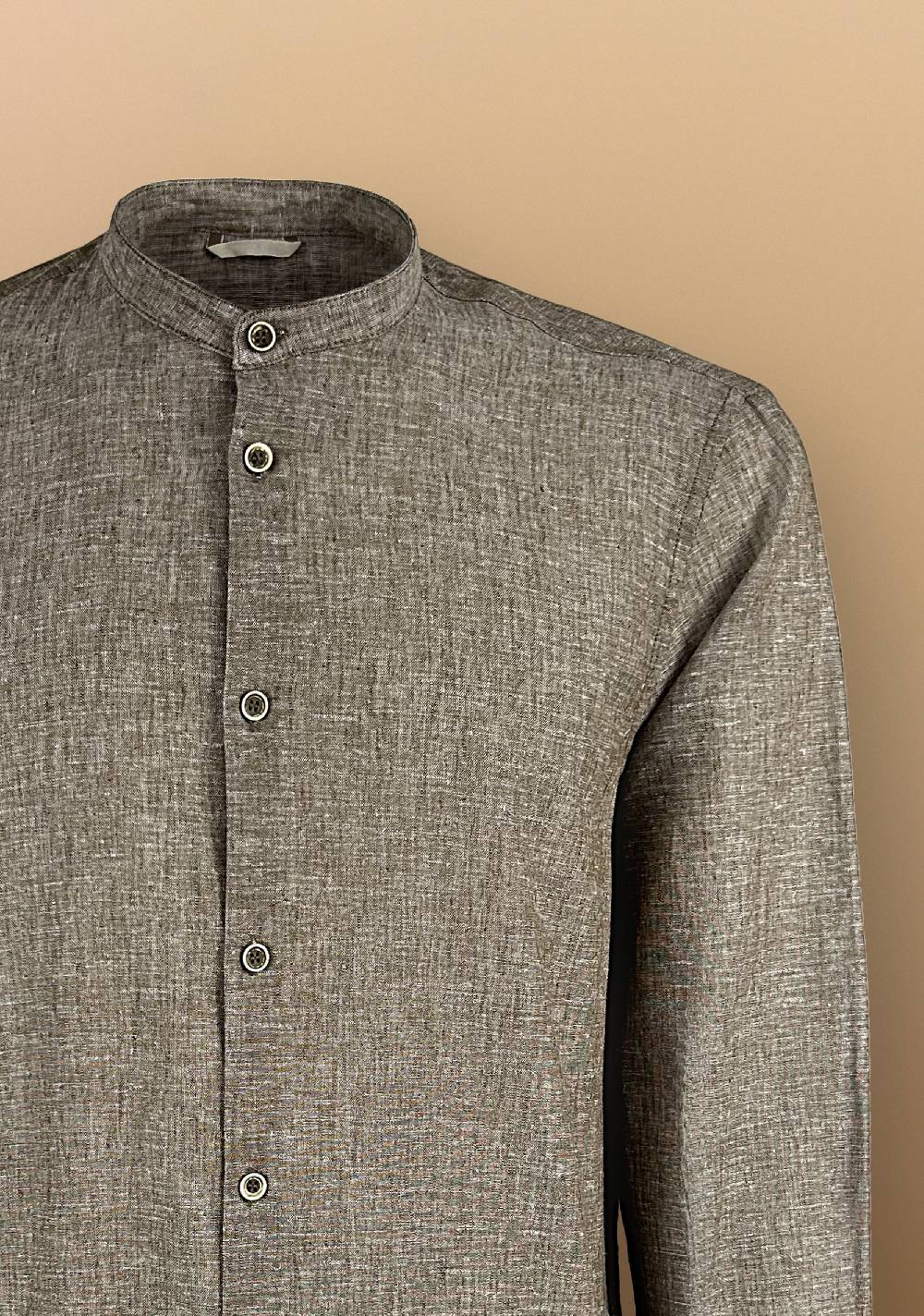 Primo Emporio Camicia Lino Manica Lunga Collo Coreano