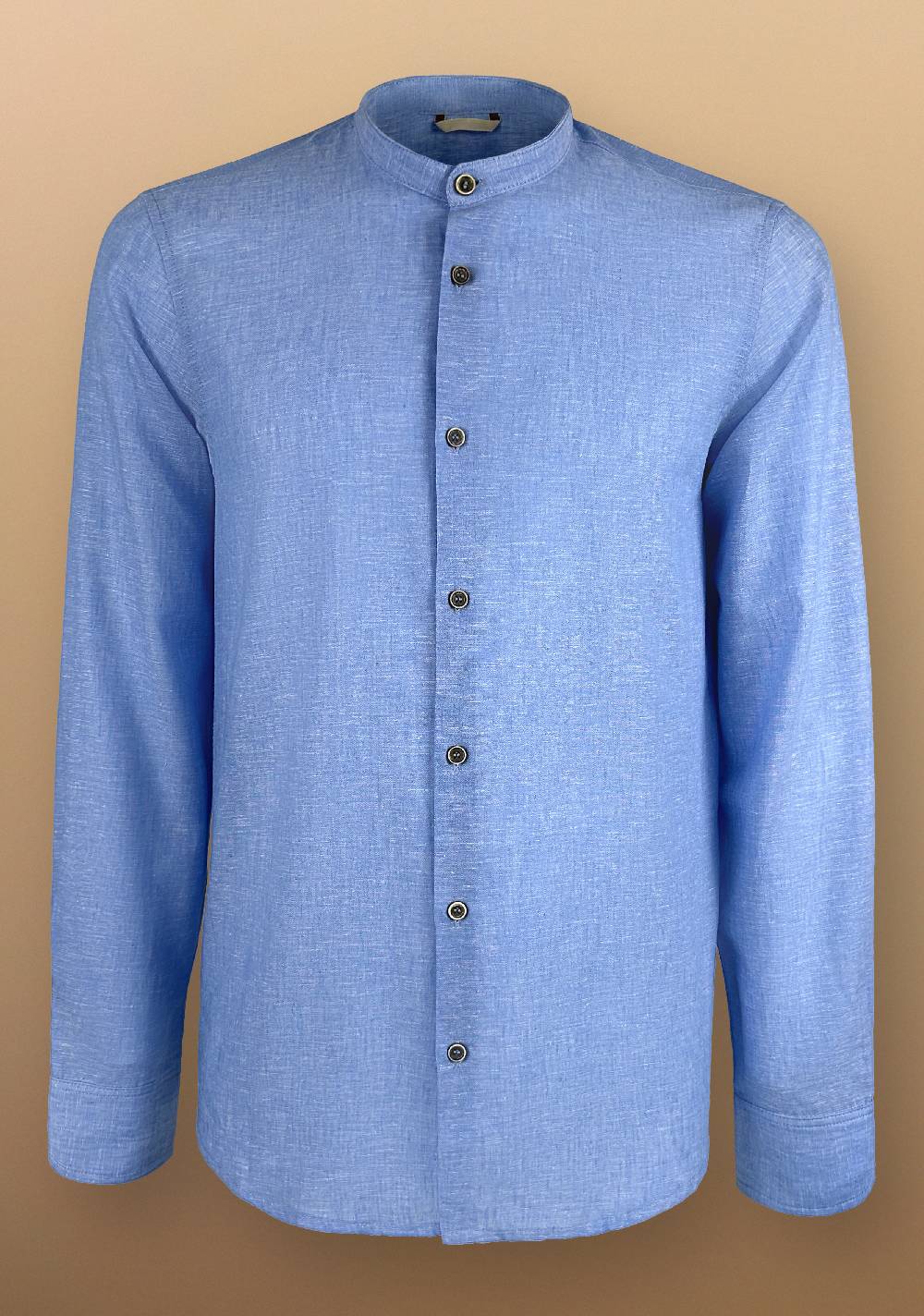 Primo Emporio Camicia Lino Manica Lunga Collo Coreano