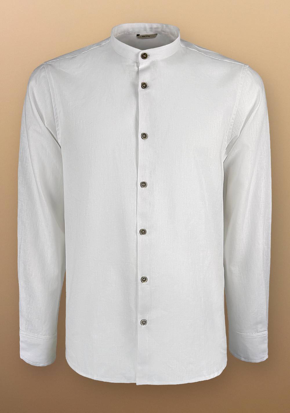 Primo Emporio Camicia Lino Manica Lunga Collo Coreano