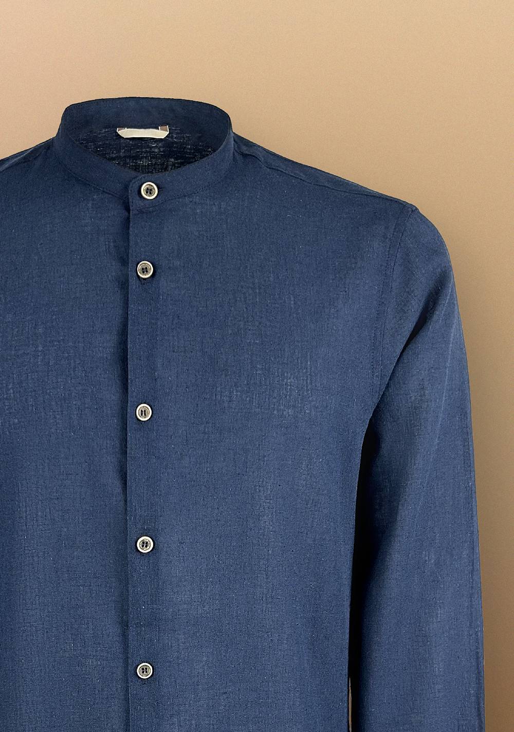 Primo Emporio Camicia Lino Manica Lunga Collo Coreano