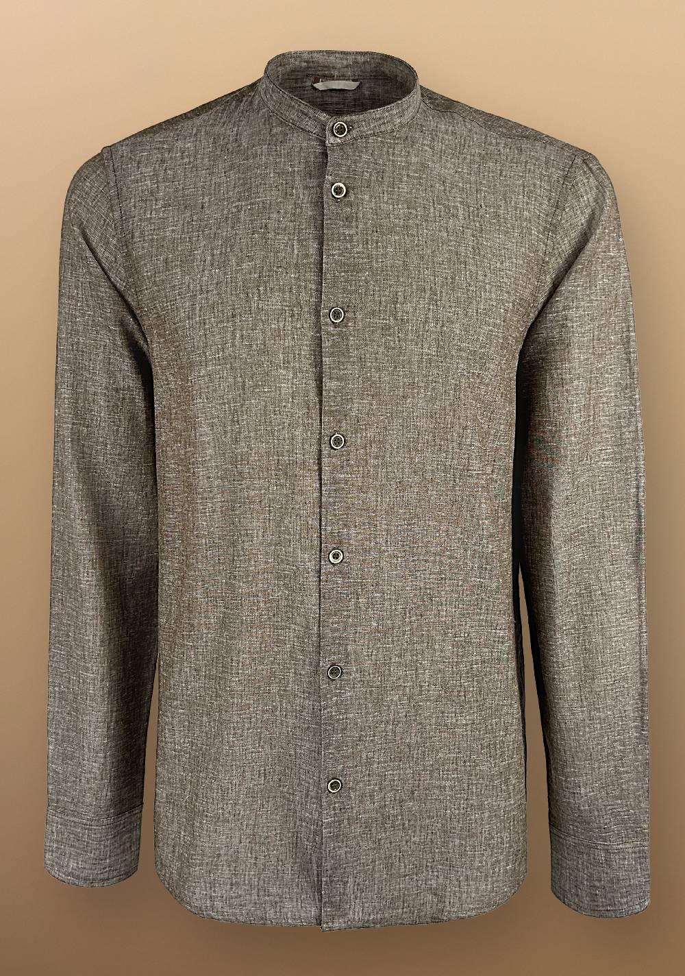 Primo Emporio Camicia Lino Manica Lunga Collo Coreano