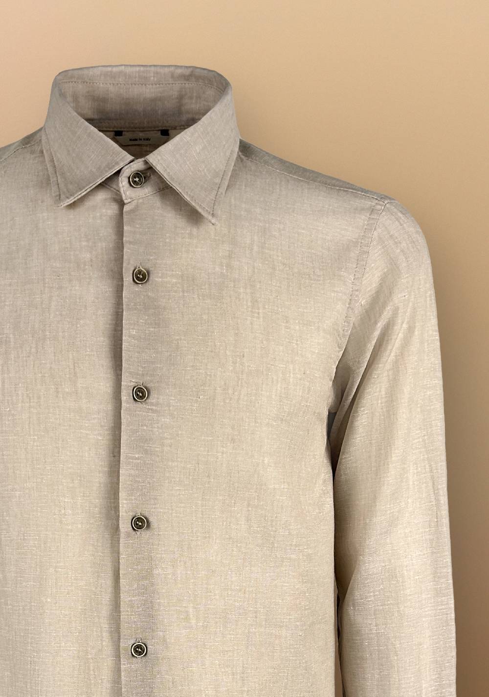 Primo Emporio Camicia Lino Manica Lunga Collo Francese