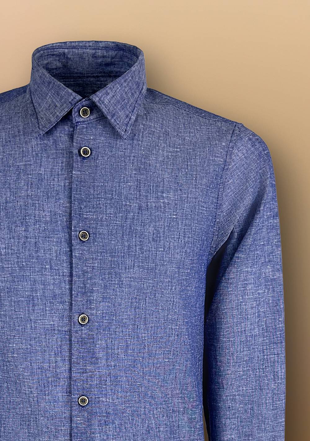 Primo Emporio Camicia Lino Manica Lunga Collo Francese