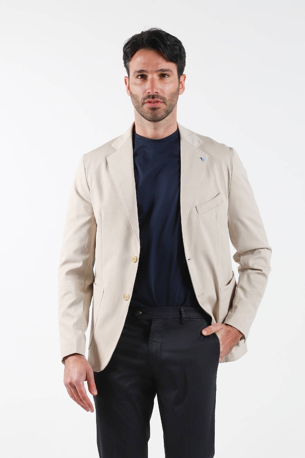 Primo Emporio Giacca monopetto Tessuto elastico Punto Milano -Sabbia