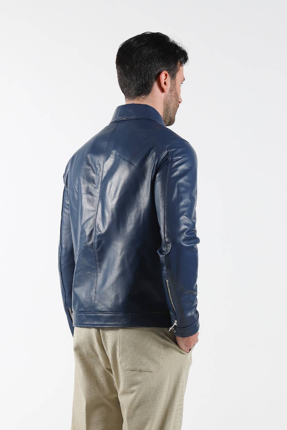 Primo Emporio Giubbino In Pelle Modello Camicia - Blue