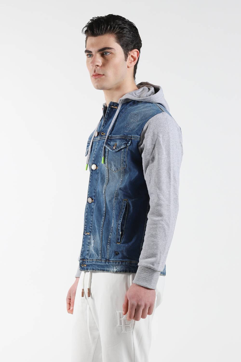 Primo Emporio Giubbino Jeans Con Cappuccio Maniche In Felpa