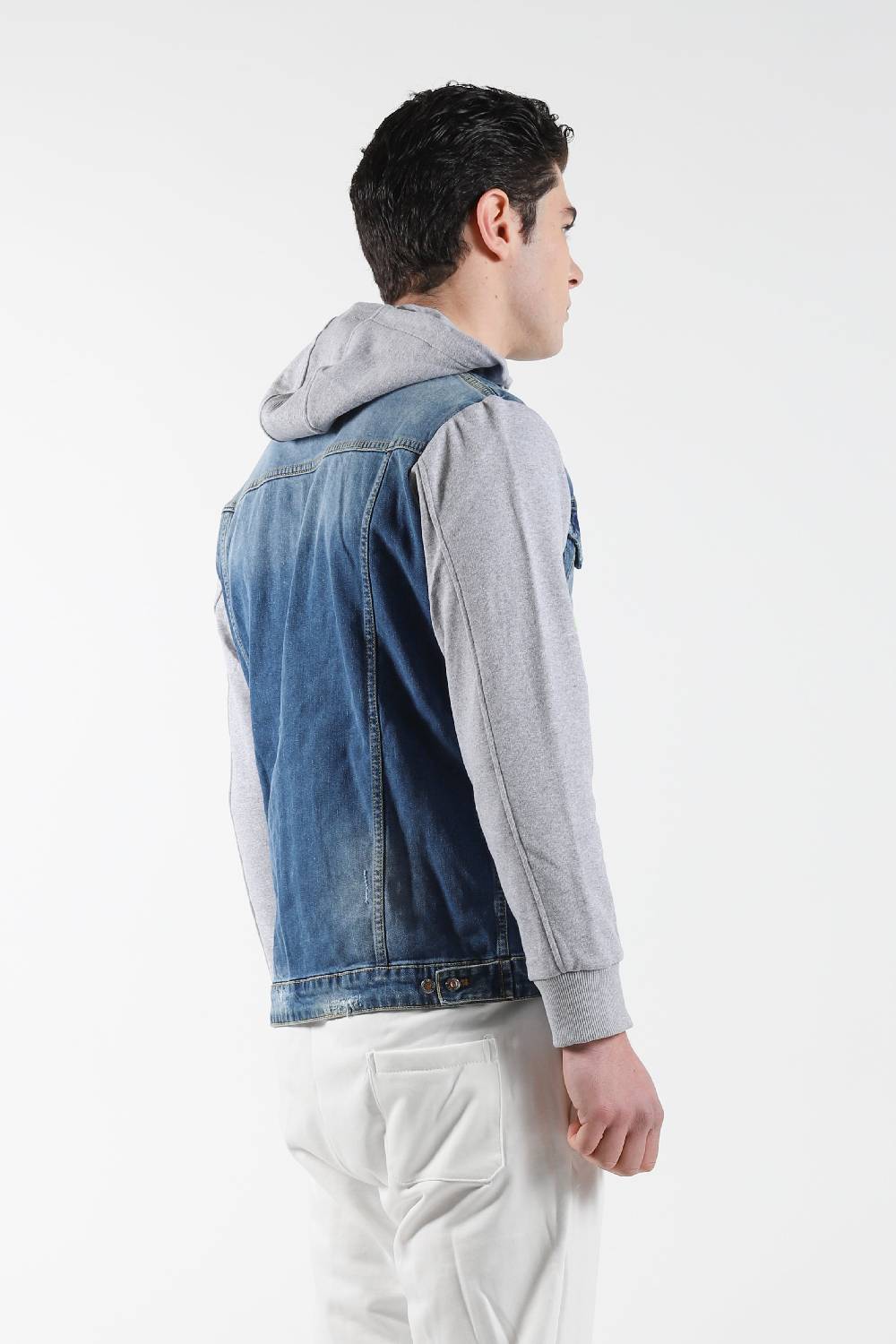 Primo Emporio Giubbino Jeans Con Cappuccio Maniche In Felpa