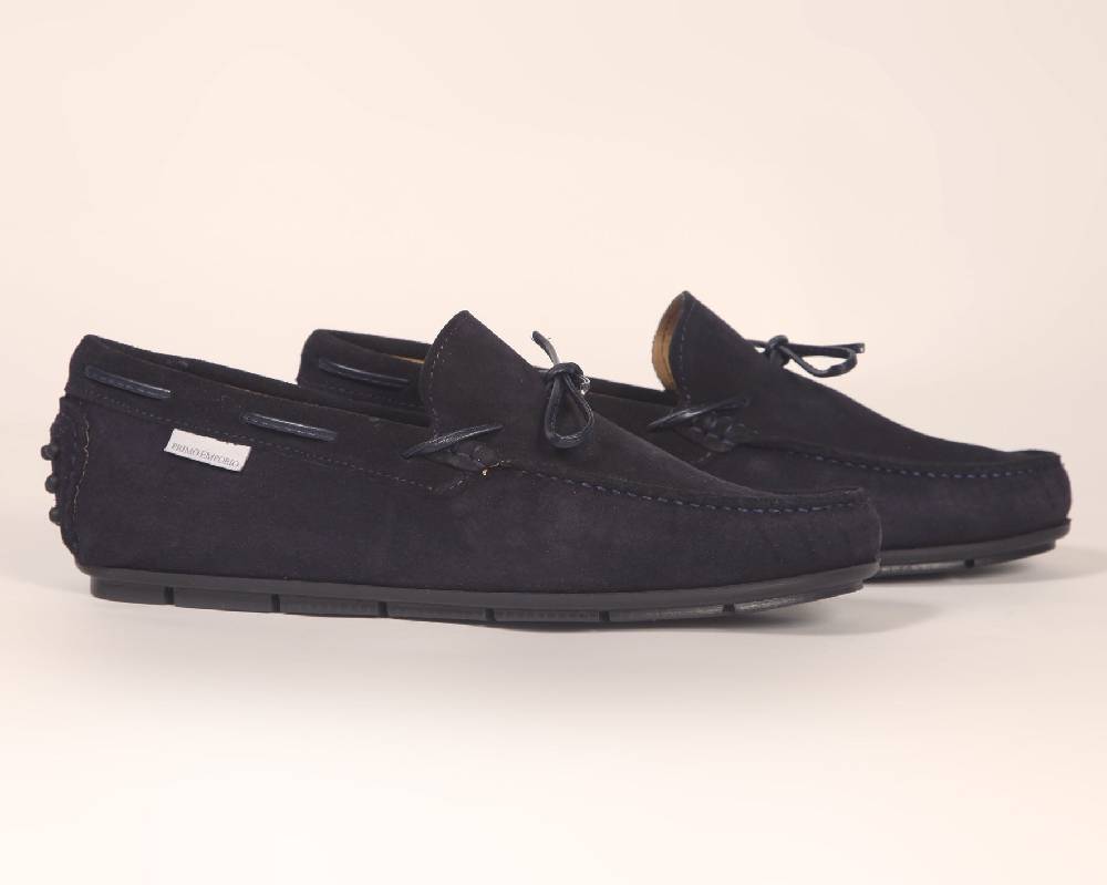 Primo Emporio Mocassino In Camoscio Con Laccio In Cuoio