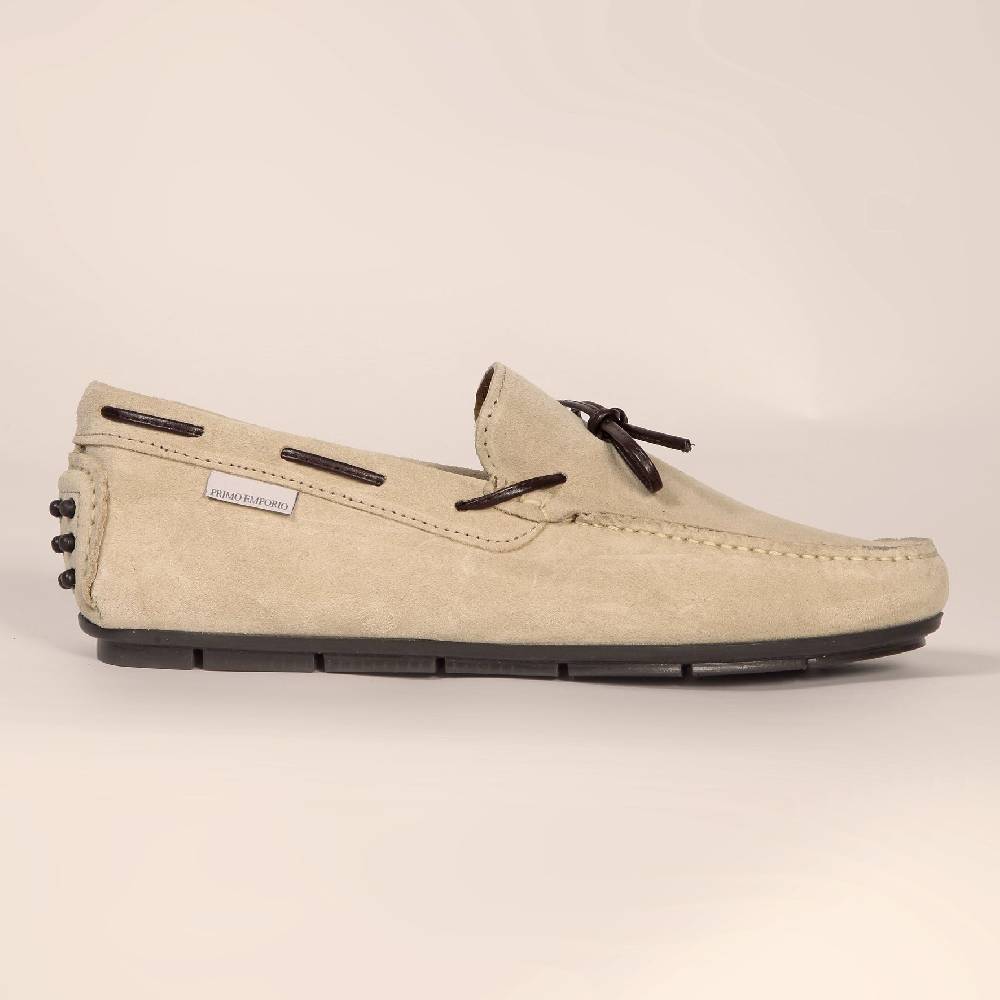 Primo Emporio Mocassino In Camoscio Con Laccio In Cuoio