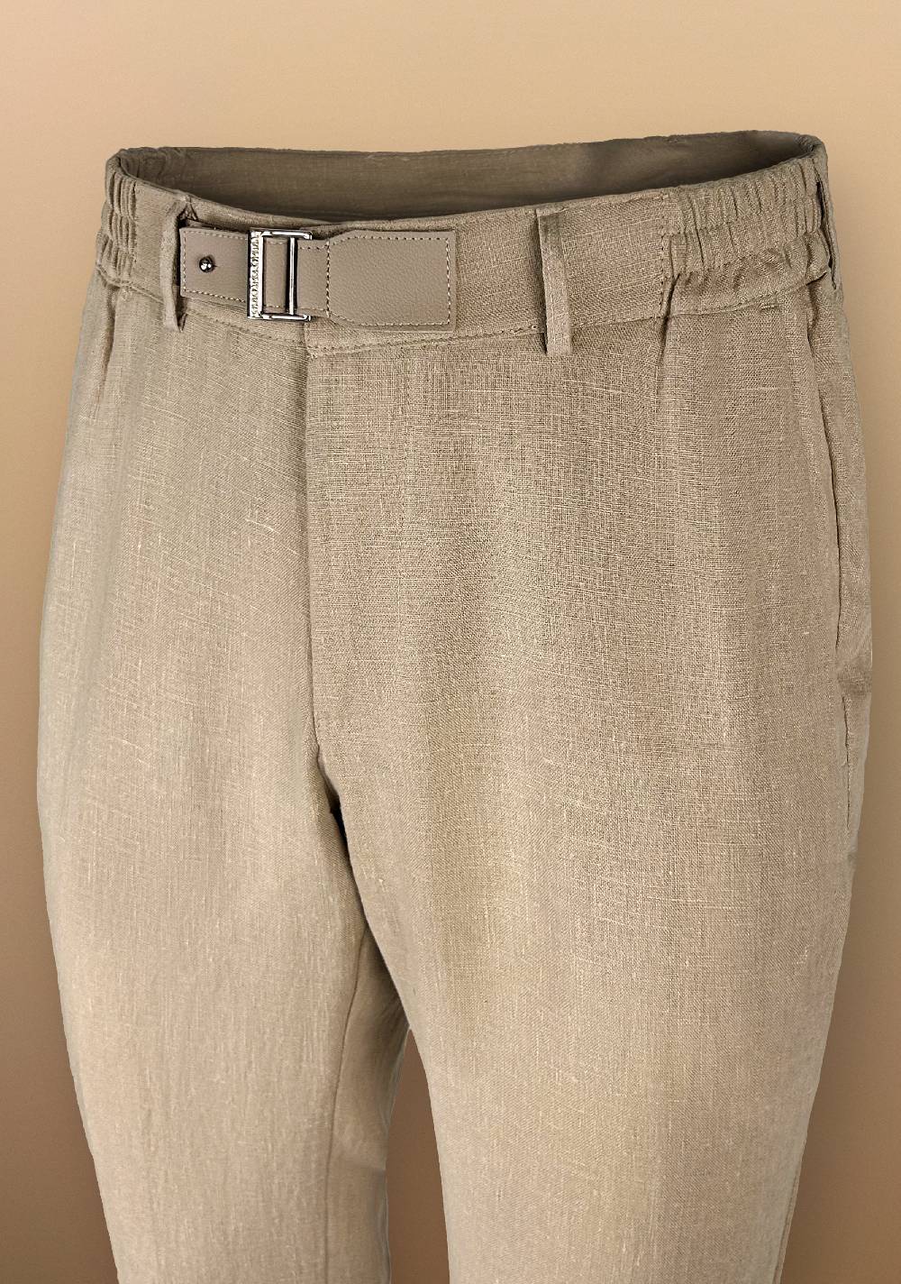 Primo Emporio Pantalone In Lino Con Cinturino In Ecopelle