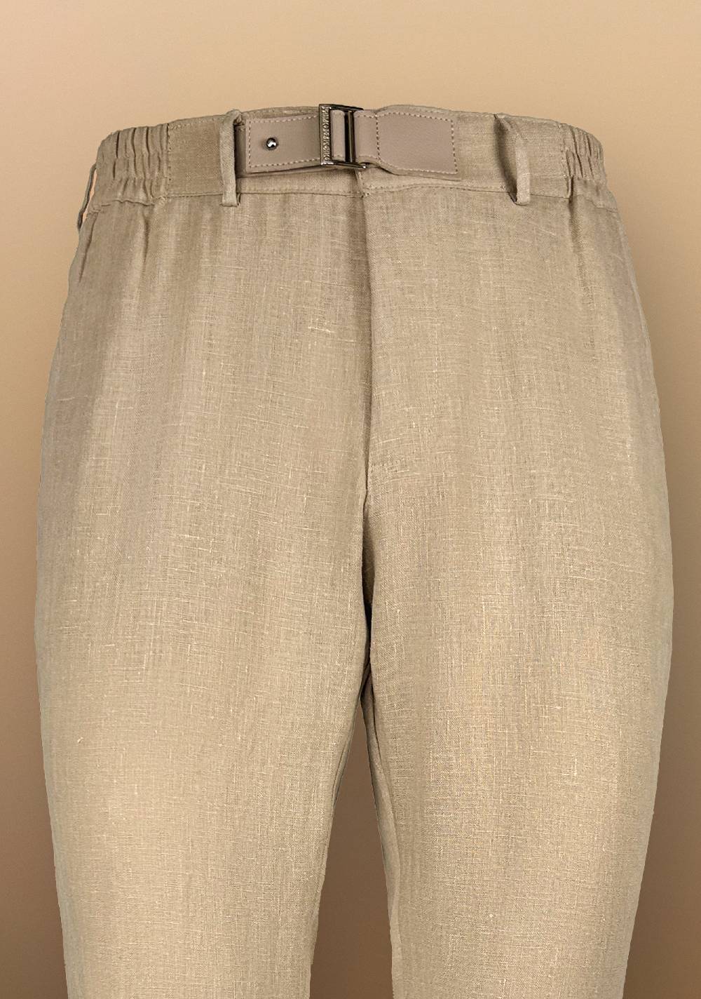 Primo Emporio Pantalone In Lino Con Cinturino In Ecopelle