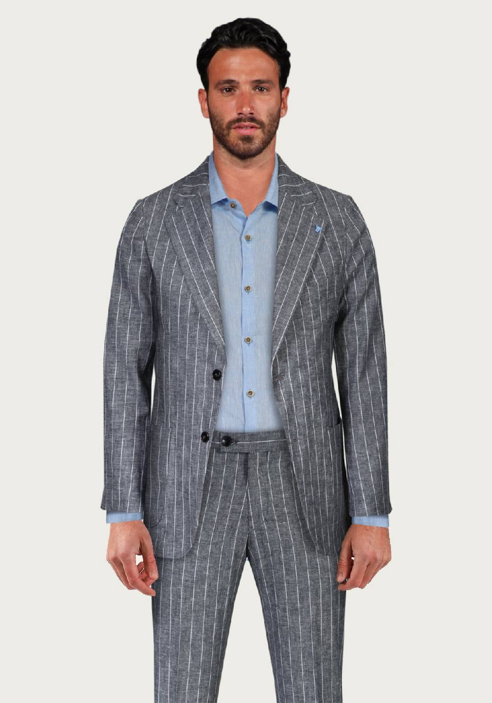 Primo Emporio Abito Lino Gessato Nero