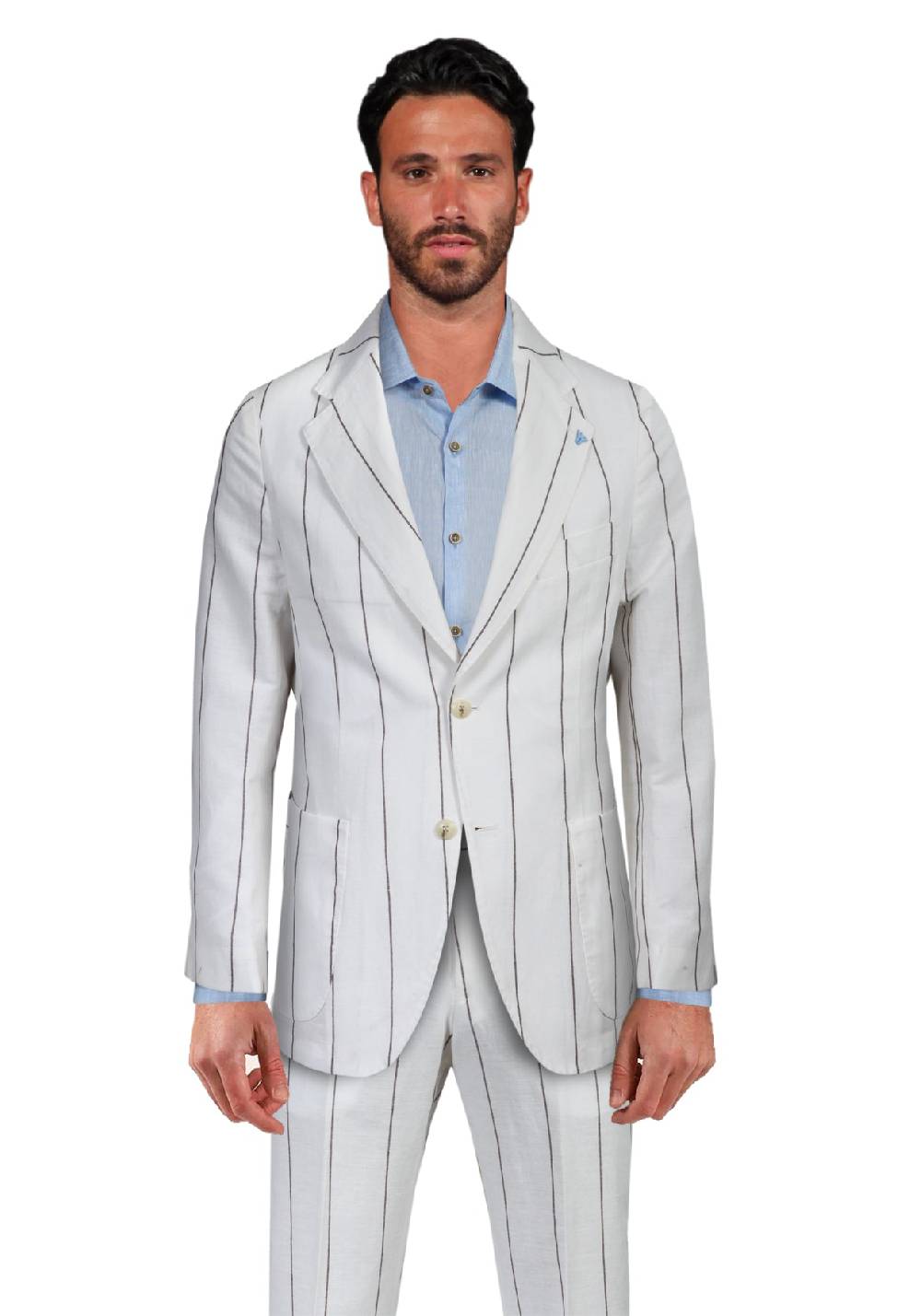 Primo Emporio Abito Lino Panna con Rigato Fango