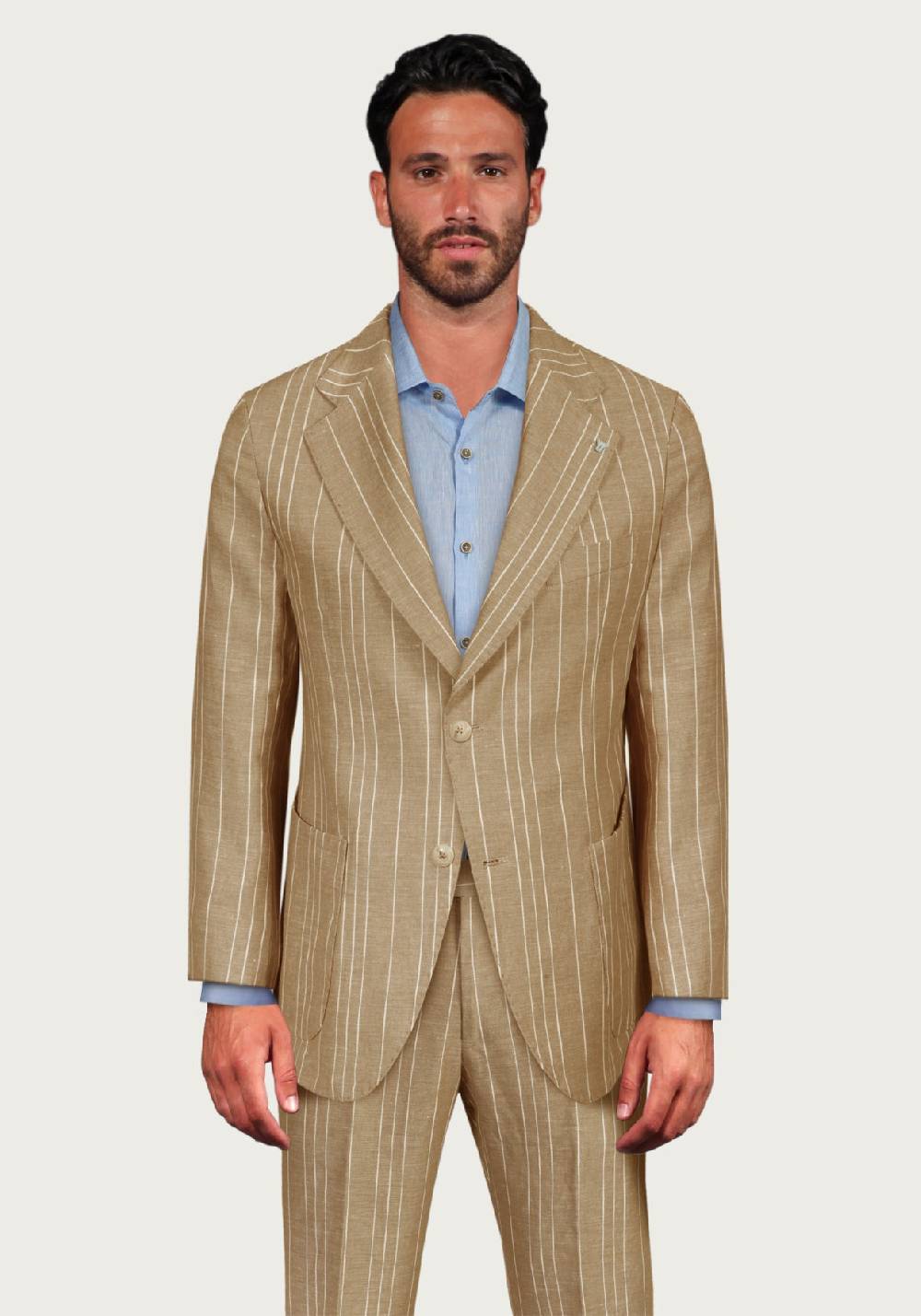 Primo Emporio Abito Mono Petto in Lino Rigato