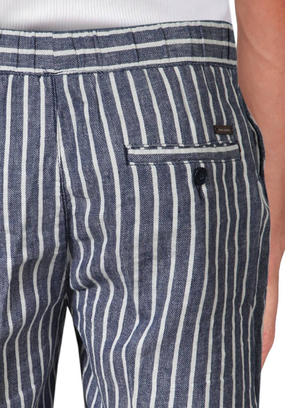 Primo Emporio Bermuda Rigato Con Laccio In Lino