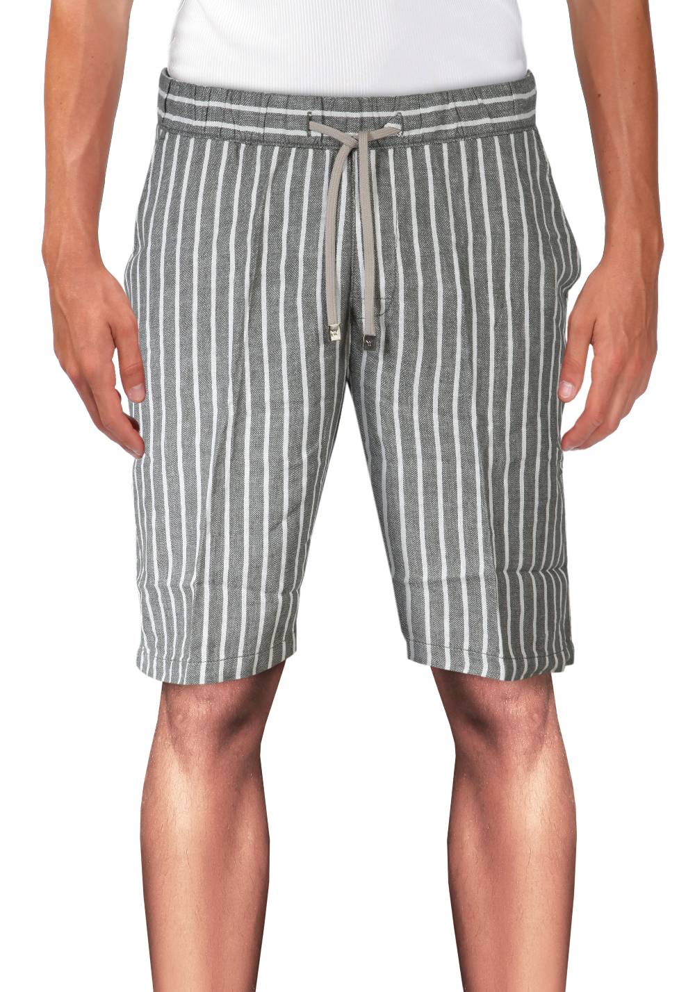 Primo Emporio Bermuda Rigato Con Laccio In Lino