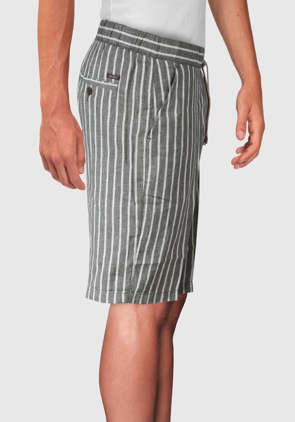 Primo Emporio Bermuda Rigato Con Laccio In Lino