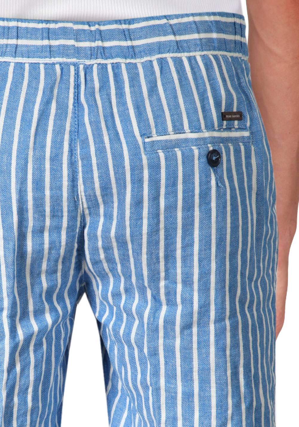 Primo Emporio Bermuda Rigato Con Laccio In Lino