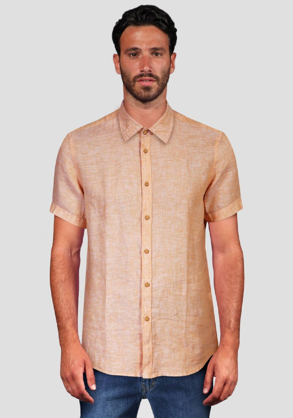 Primo Emporio Camicia Lino Mezza Manica - Arancio