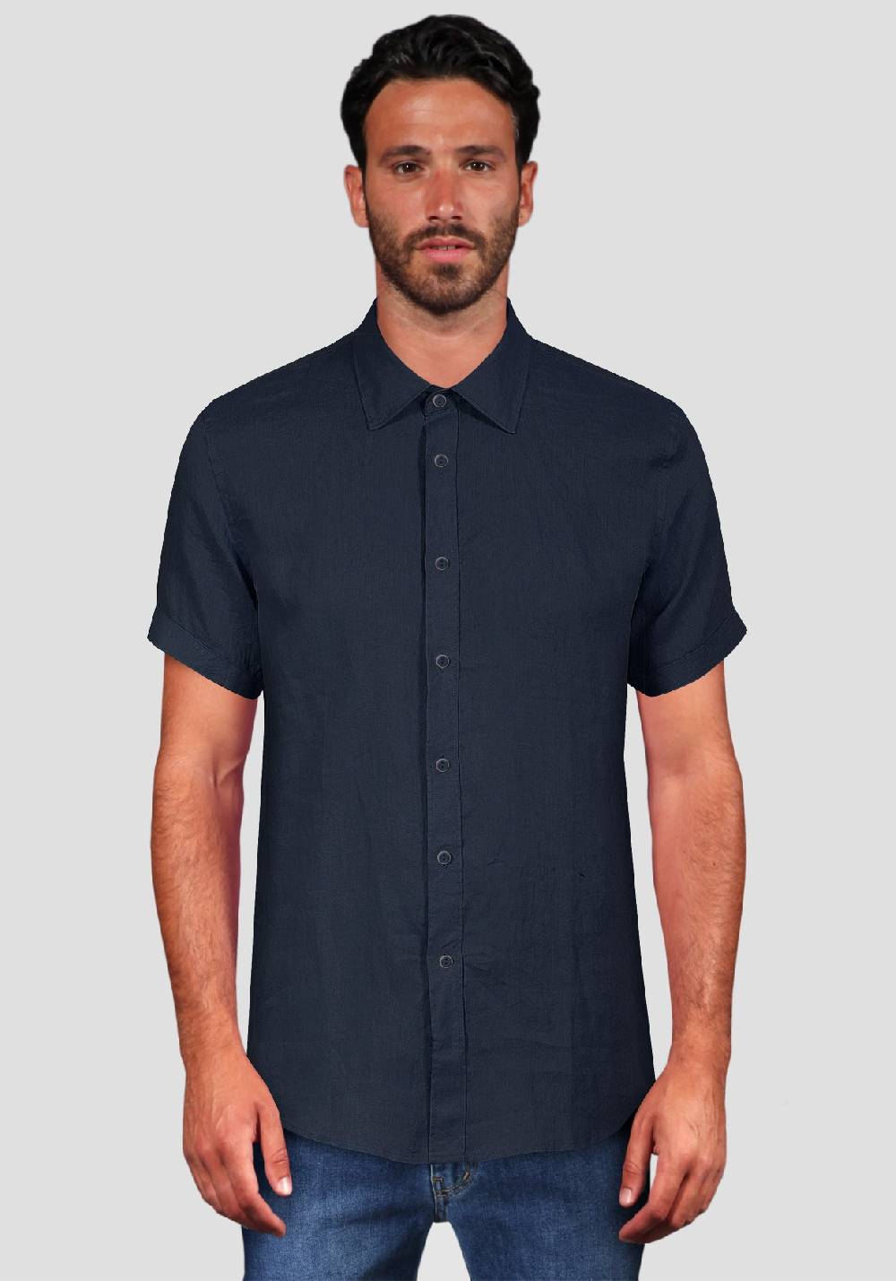 Primo Emporio Camicia Lino Mezza Manica - Blue
