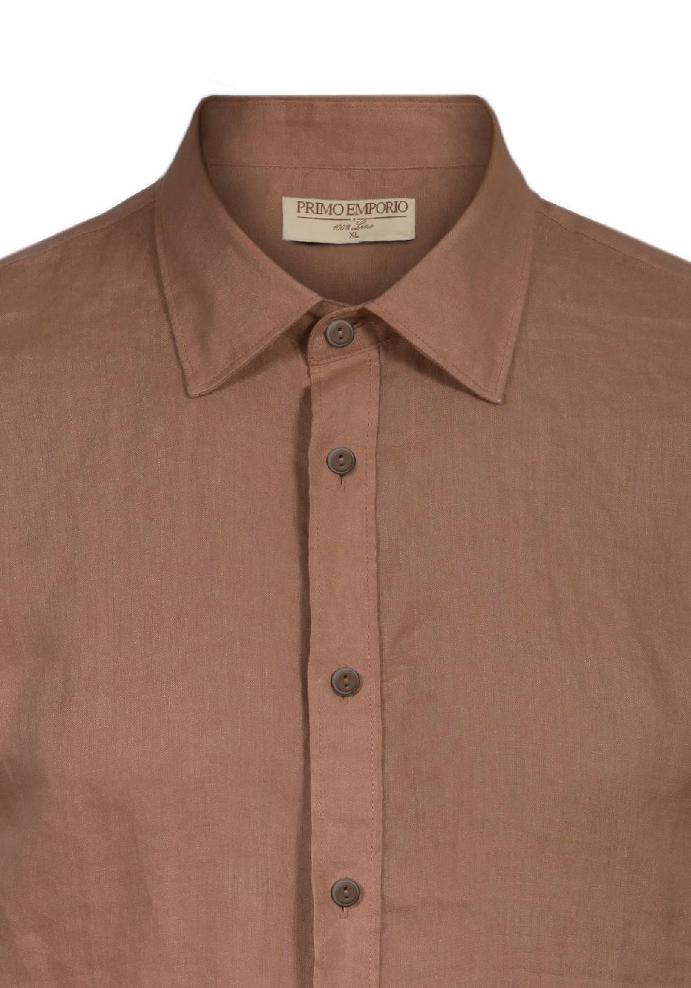 Primo Emporio Camicia Lino Mezza Manica - Tabacco