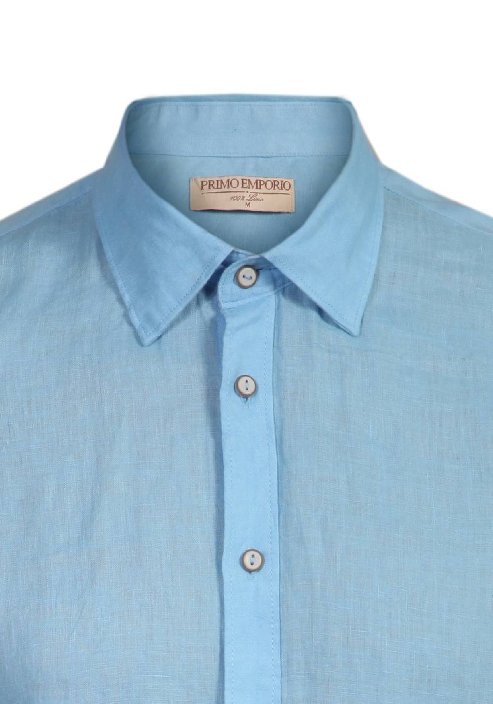 Primo Emporio Camicia Lino Mezza Manica - Turchese