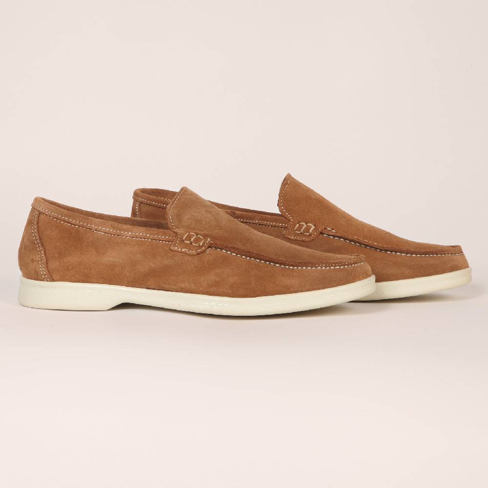 Primo Emporio Mocassino Camoscio Con Suola Panna