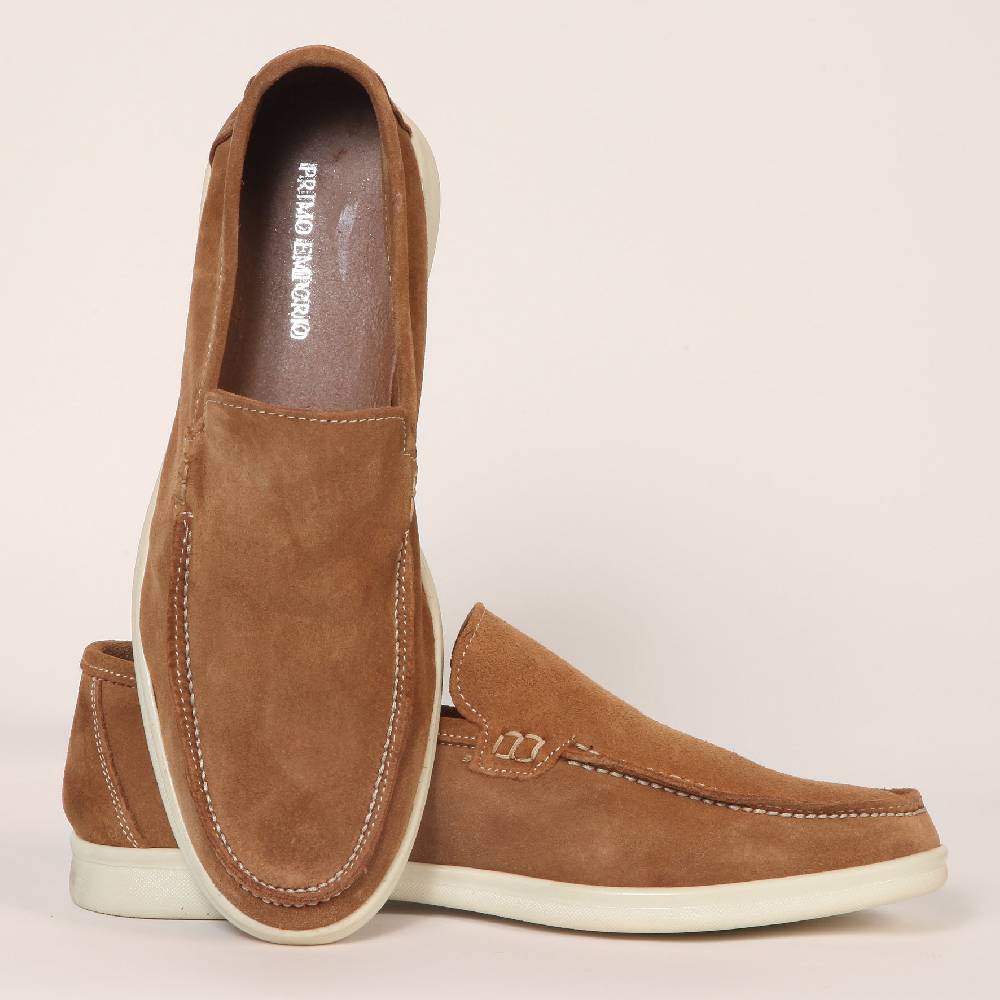 Primo Emporio Mocassino Camoscio Con Suola Panna