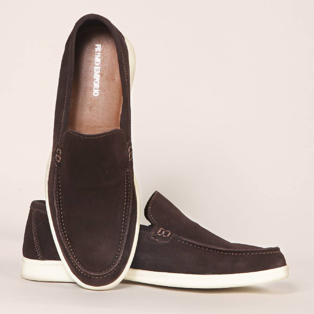 Primo Emporio Mocassino Camoscio Con Suola Panna