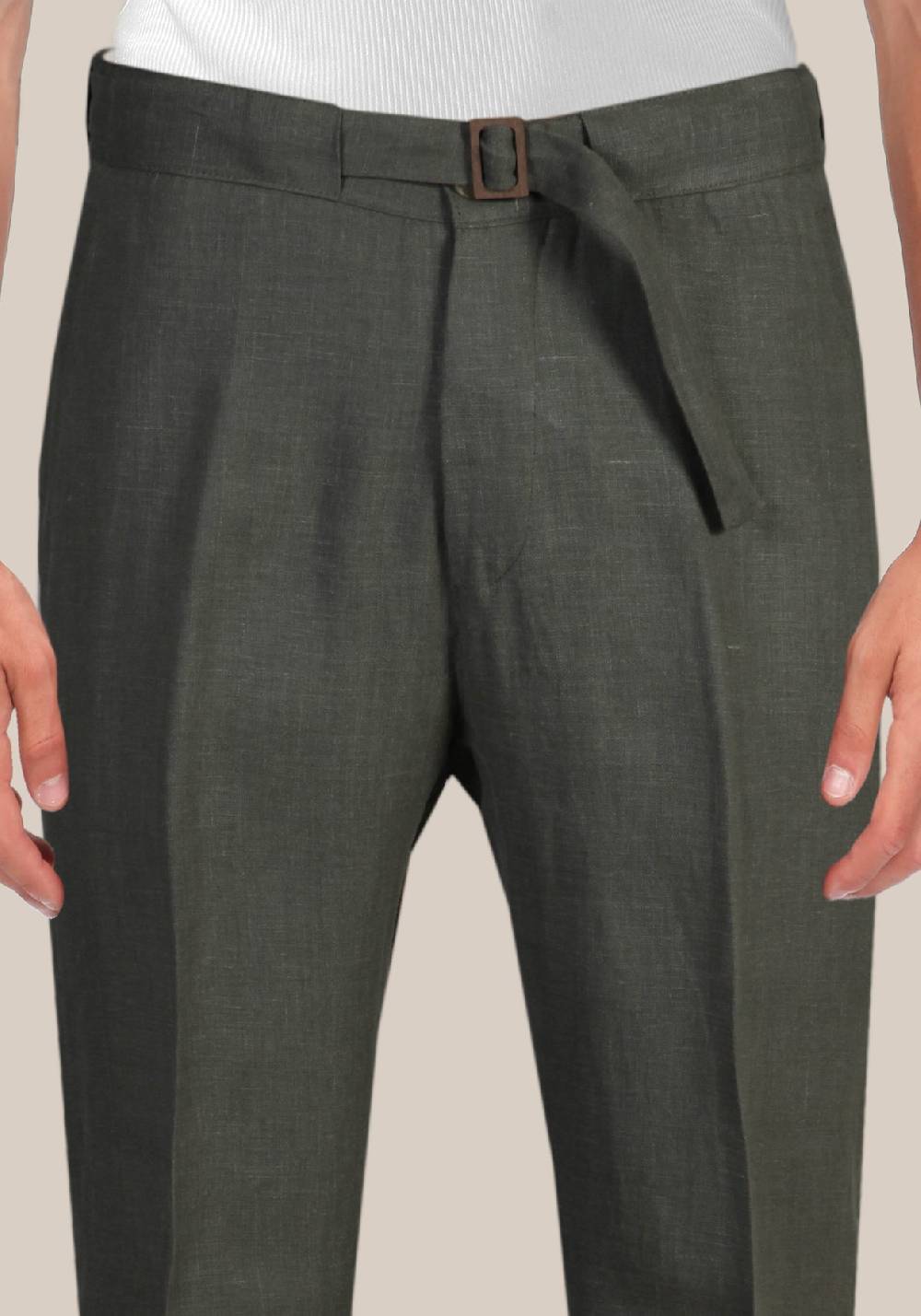 Primo Emporio Pantalone In Lino Con Fibia