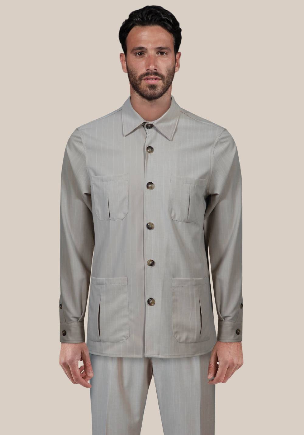 Primo Emporio Sahariana in cotone rigato