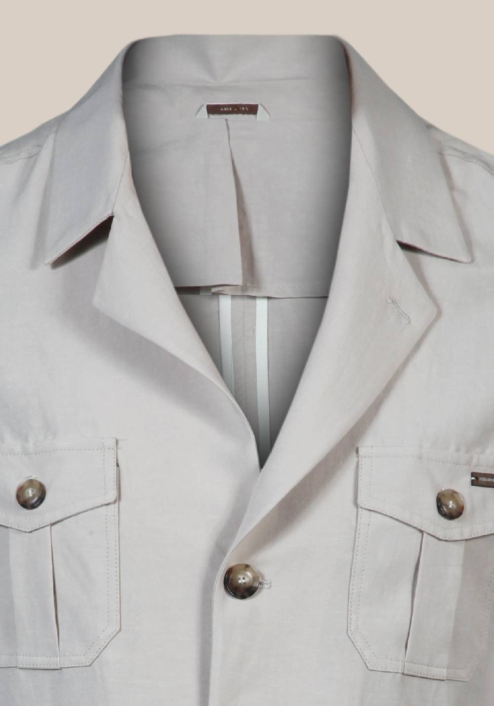 Primo Emporio Sahariana In Lino Maniche Risvoltate