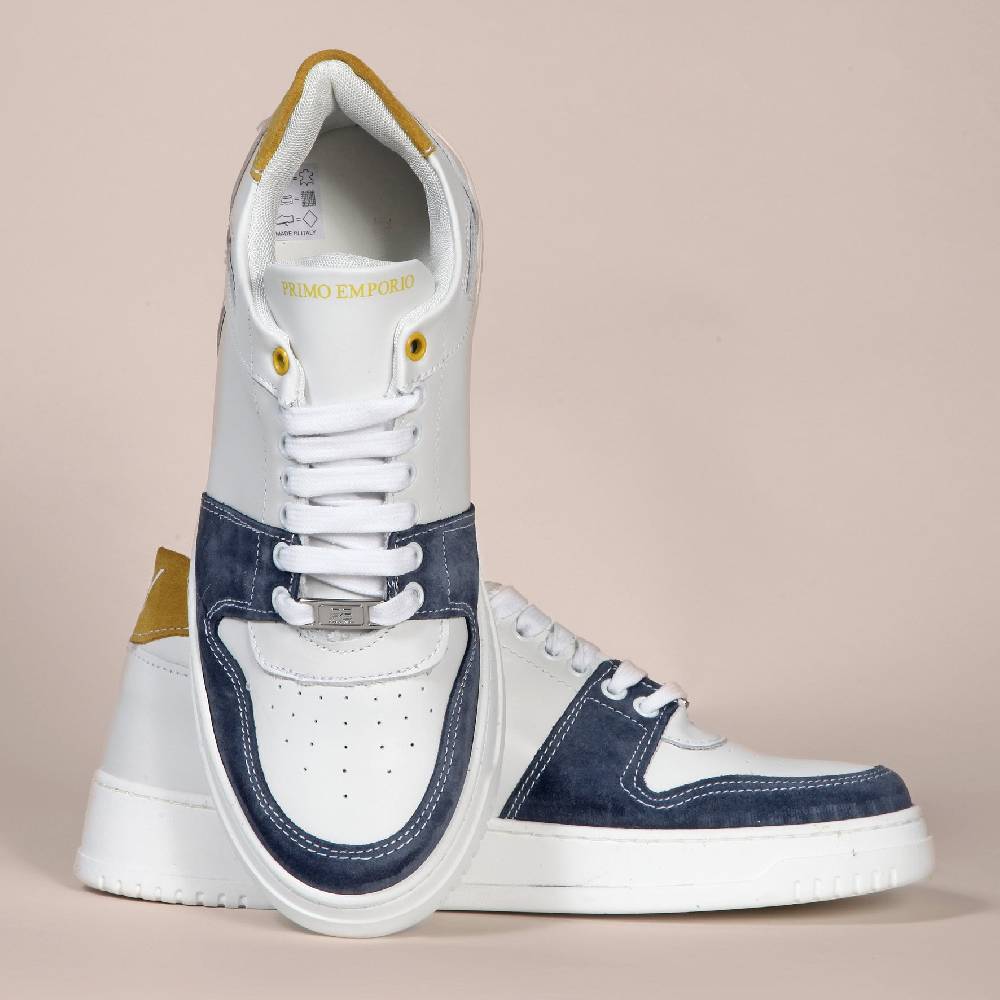 Primo Emporio Sneakers in pelle con banda in camoscio