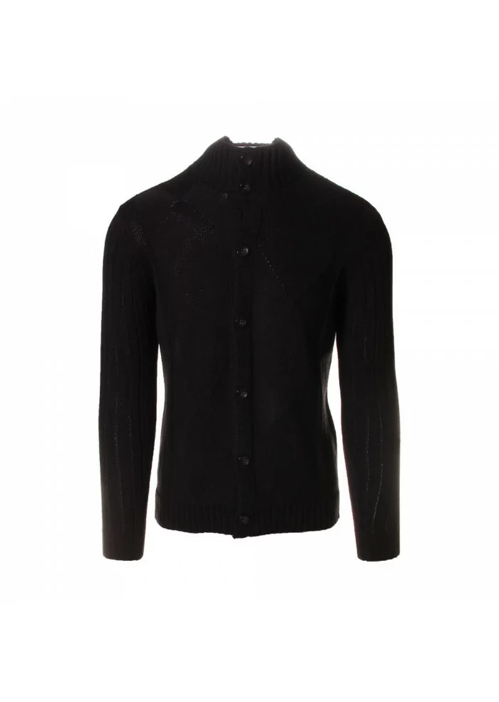 ABBIGLIAMENTO UOMO MAGLIERIA CARDIGAN COLLO ALTO NERO OFFICINA36