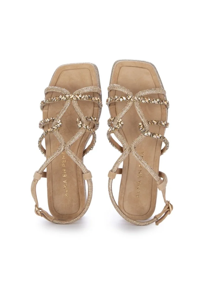 ALMA EN PENA | SANDALI CON TACCO SUEDE INTRECCIATI BEIGE
