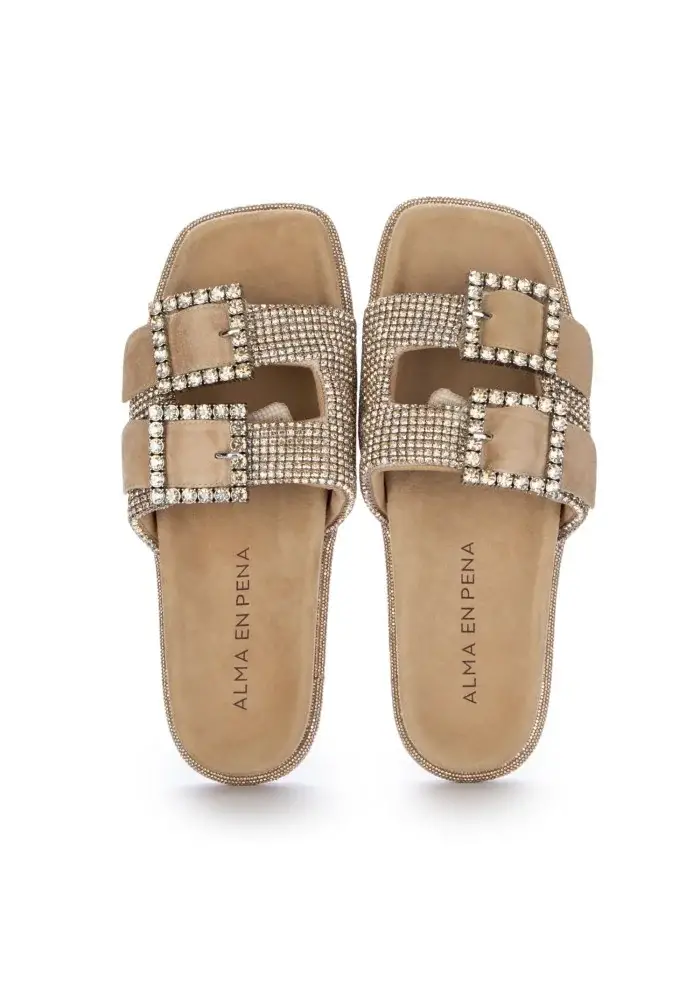 ALMA EN PENA | SANDALI SUEDE STRASS BEIGE