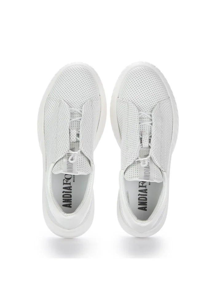 ANDIA FORA | SNEAKERS SLIP-ON LIBI CUT DRILL GLOSS BIANCO