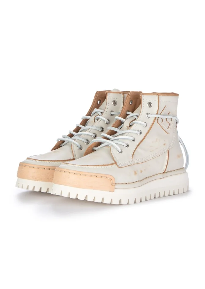 BNG REAL SHOES | SNEAKERS BIKER LA YANKEE CAFFELATTE BIANCO