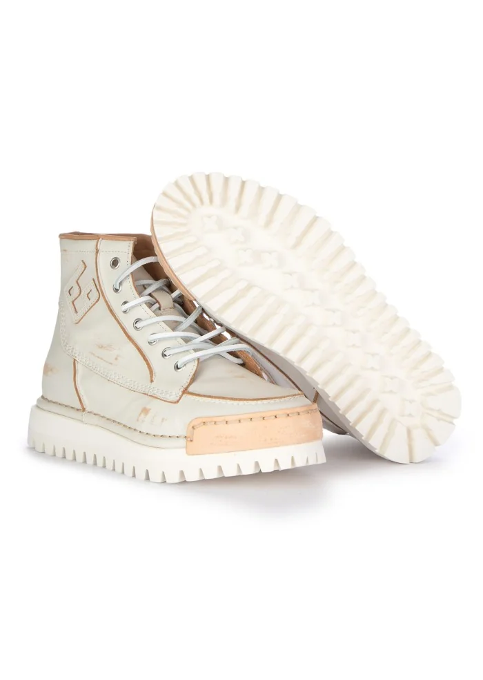 BNG REAL SHOES | SNEAKERS BIKER LA YANKEE CAFFELATTE BIANCO