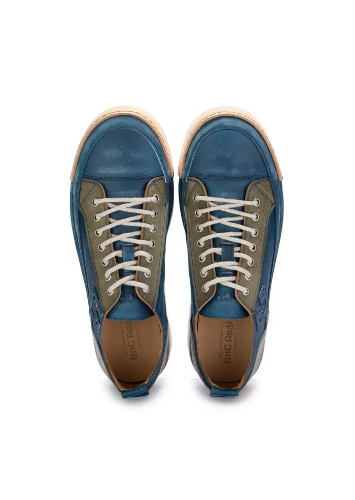 BNG REAL SHOES | SNEAKERS LA PATCH PELLE BLU JEANS