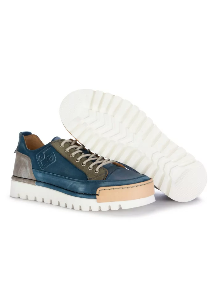 BNG REAL SHOES | SNEAKERS LA PATCH PELLE BLU JEANS