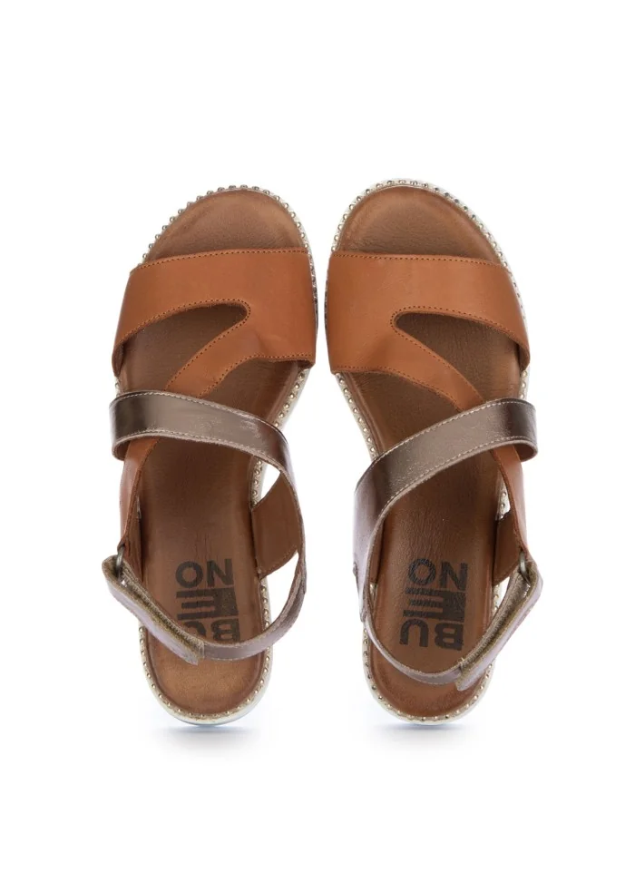 BUENO | SANDALI BICOLOR MARRONE METALLICO