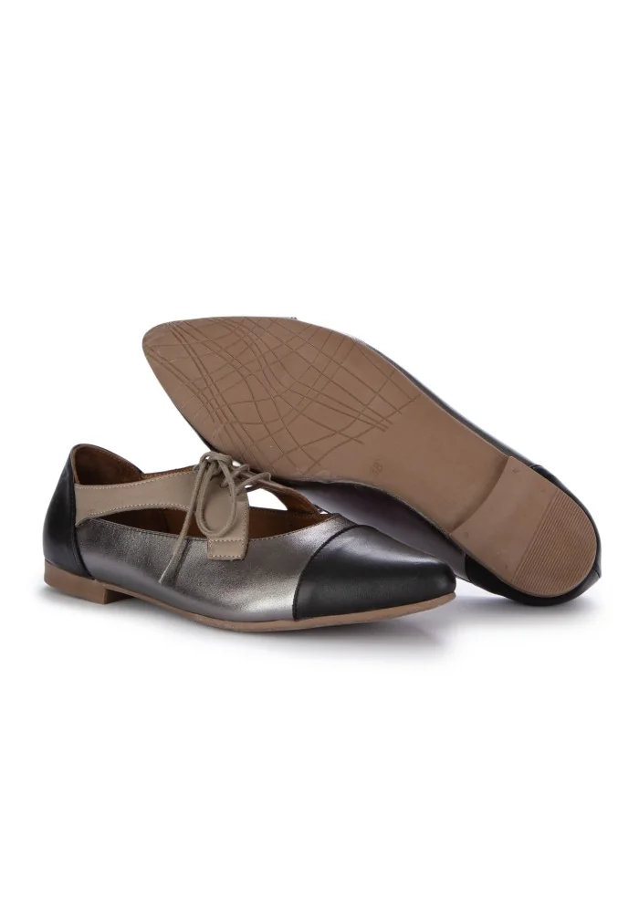 BUENO | SCARPE BASSE A PUNTA NERO ARGENTO TORTORA