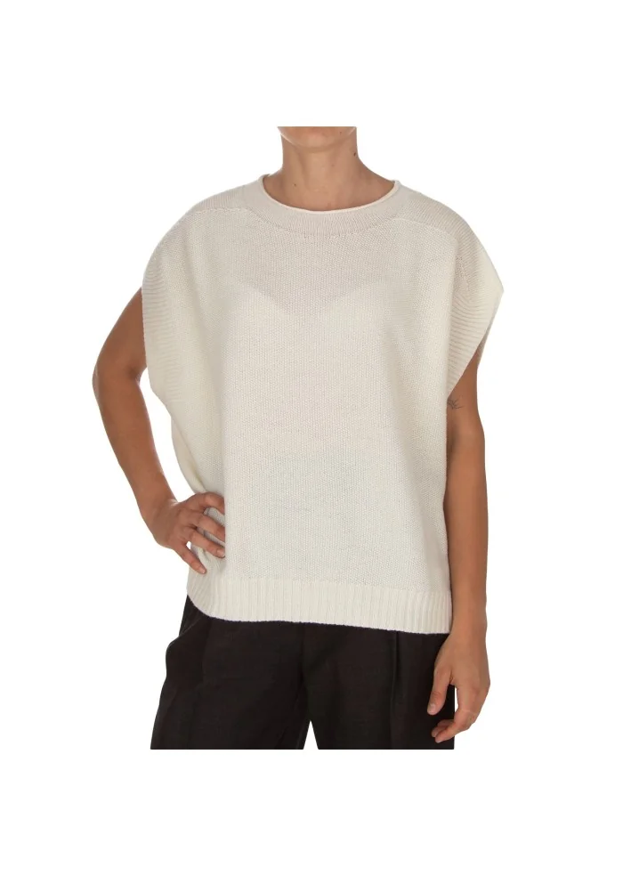CASHMERE ISLAND | TOP SMANICATO CERTALDO BIANCO POLARE